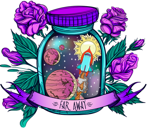 A jar with a galaxy in it